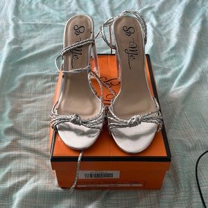 So me silver lace-up sandals